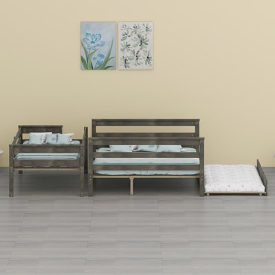 2-in-1 Bunk Bed System with Roll-Out Trundle and Sturdy Ladder – Easily Separates into Individual Beds