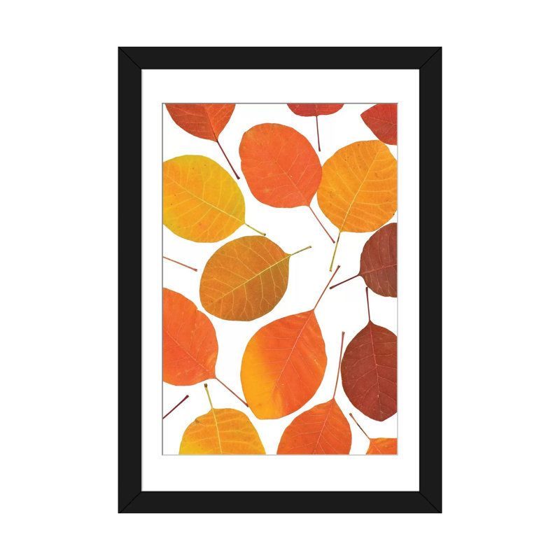 « automne leaves », reproduction d’impression sur toile, H 24 po x l 16 po x P 1 po, Papier d'art encadré noir, Blanc