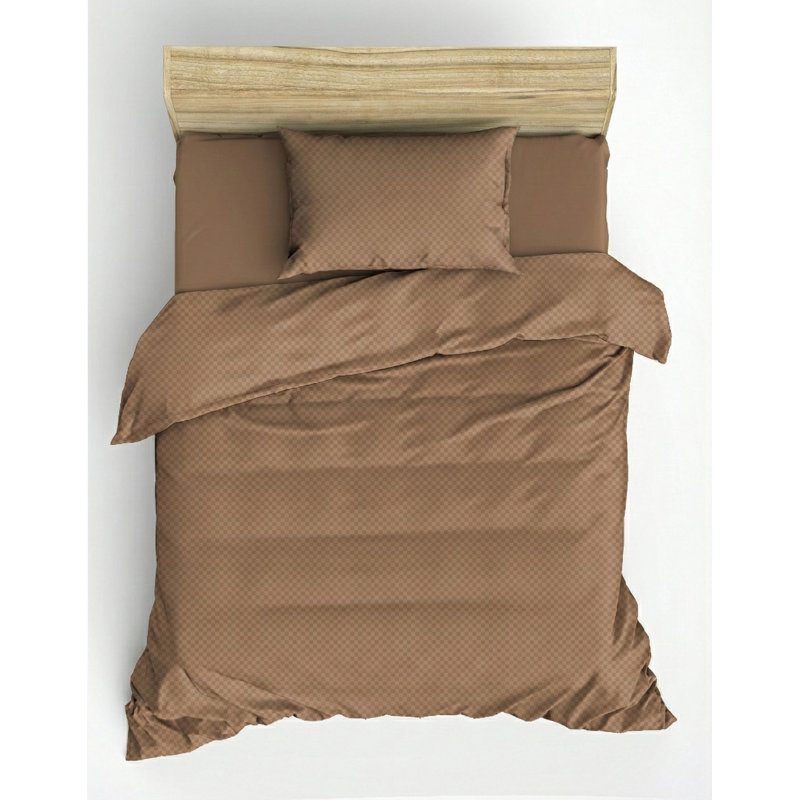 100% Cotton Ranforce Single Quilt Cover Set, Mink Color | Duvet Cover 53.1 x 78.7 inches & Pillowcase 31.5 x 31.5 inches | Reactive Printing, Machine Washable, 145 Thread Count, Button Closure for Duvet, Envelope Closure for Pillow