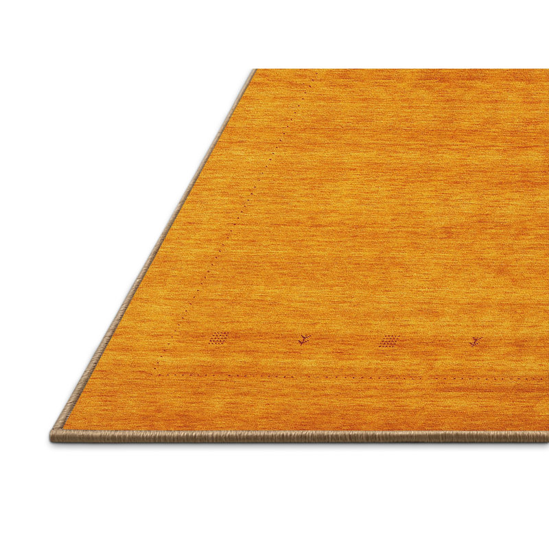 Tapis de zone jaune contemporaine, Rectangle 4 pi x 6 pi