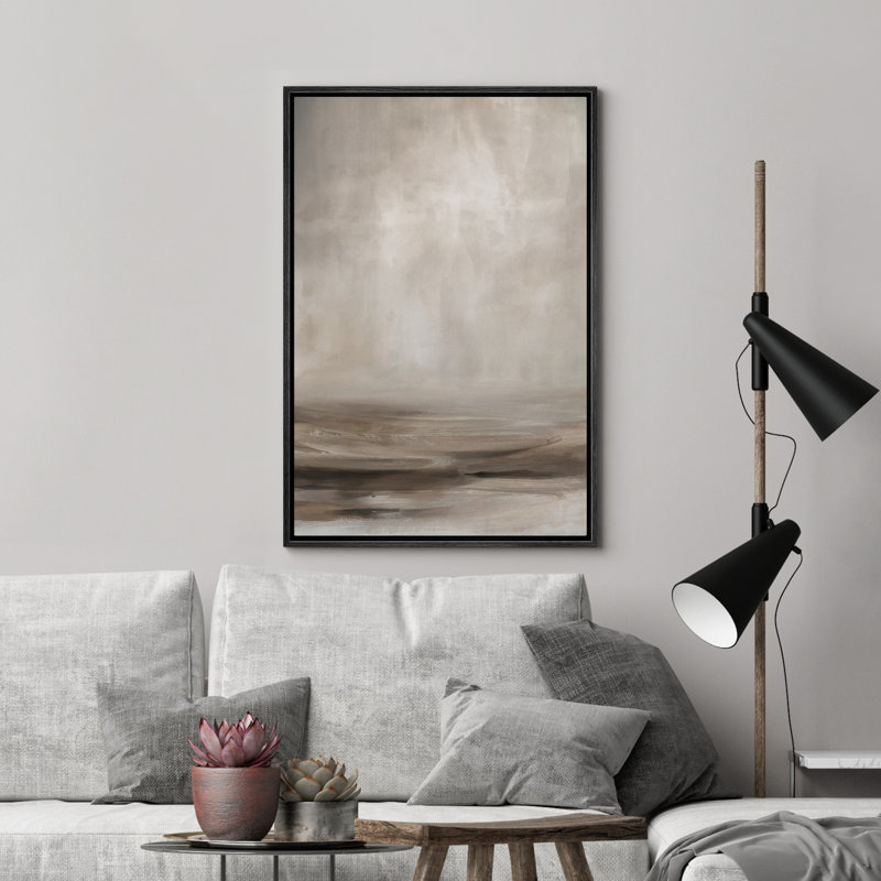 «Brown Minimalist Abstract Landscape», impression sur toile encadrée, H 36 po x l 24 po, Noir, noir, noir, noir
