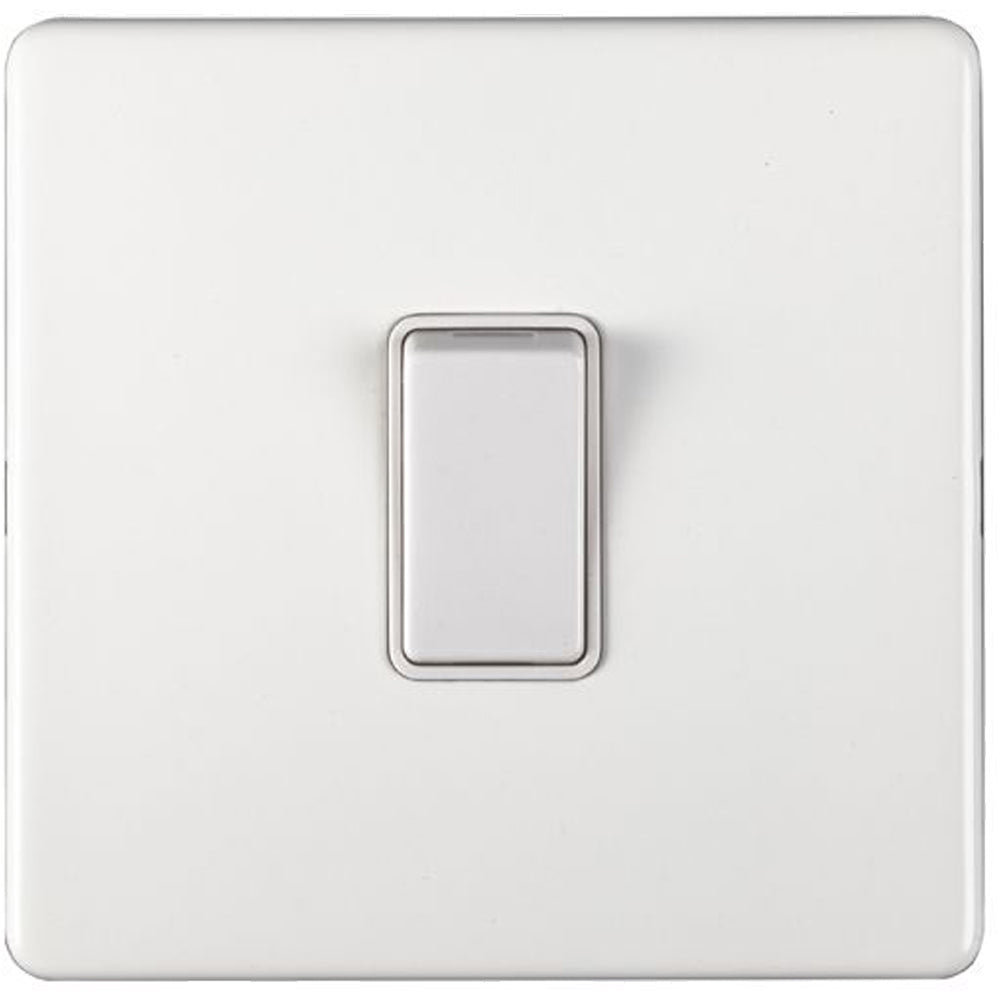 1 Gang Single 10A INTERMEDIATE Light Switch SCREWLESS SATIN BRASS Metal Rocker