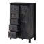 Ensemble de chambre à coucher de style maison de campagne 3 pièces, structure de lit bibliothèque pleine grandeur, commode 5 tiroirs, commode 4 tiroirs, chêne foncé-1332306300-1332306303