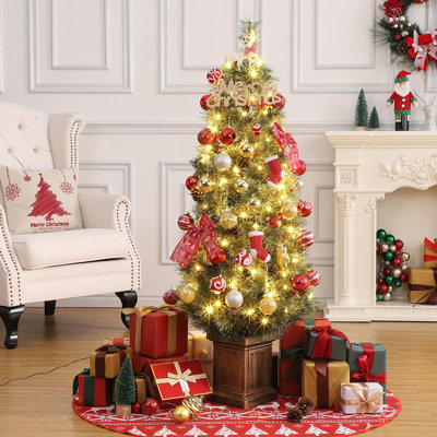 Arbre de Noël artificiel illuminé 4,5 pi, arbre de Noël artificiel avec 108 lumières DEL et 8 modes de couleurs doubles