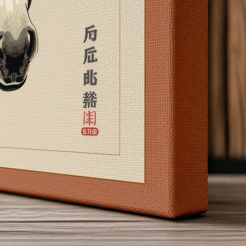 Ceremonial Donkey Japandi - Wrapped Canvas, 18x12 - 45.7 x 30.5 cm, Terracotta Border
