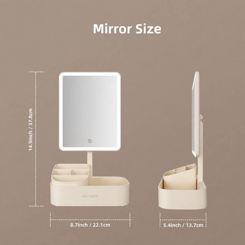 Plastic Rectangle Freestanding Vanity Mirror