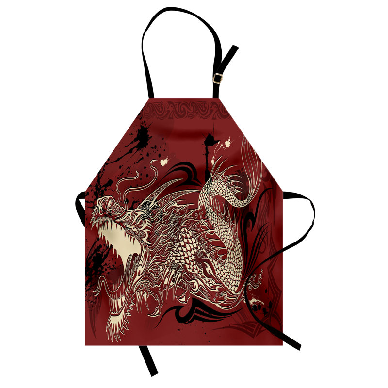 Tablier East Urban Home Dragon, cuisine de jardinage, taille adulte, ivoire et rubis