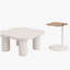Ensemble de 2 tables basses de forme irrégulière avec quatre pieds à colonne romaine et table de bout avec plateau en verre pour salon U-Can