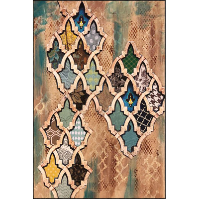 Creative Brown Diamond Modern Patterned Woven Base and Decorative Machine Washable Rug