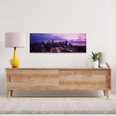 Buildings Lit Up At Night In A City, Cleveland, Cuyahoga County, Ohio, Usa Abstract Modern Architecture City Wall Art
