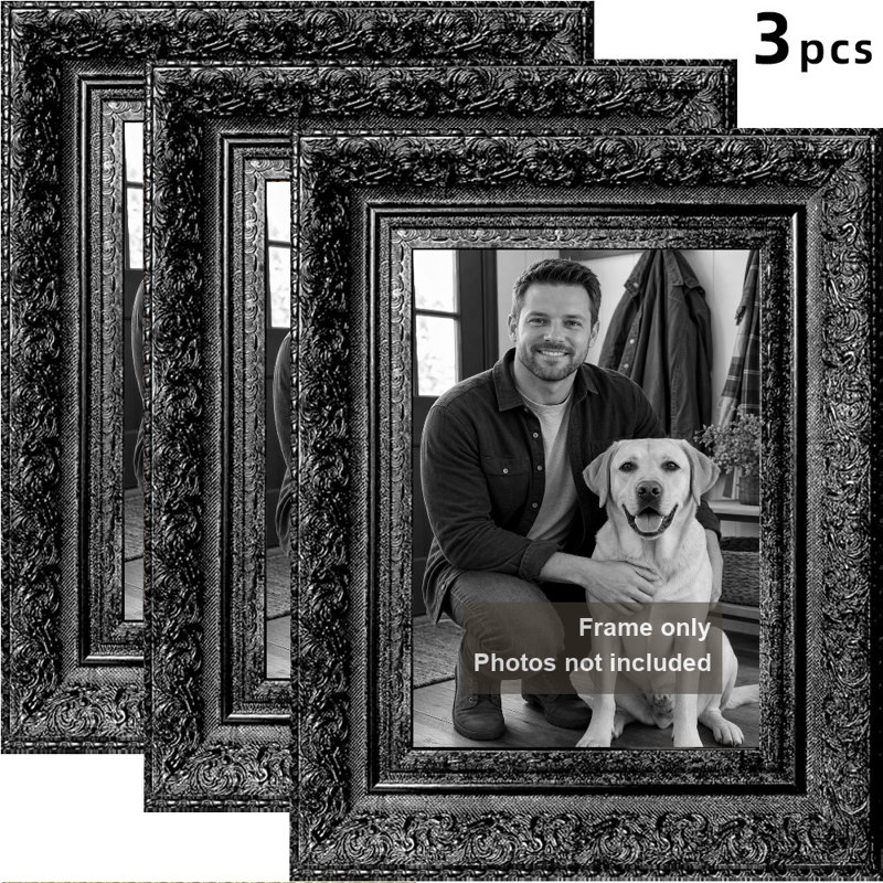 Cadre photo 3 PCS 5 po x 7 po noir raffiné pour affichage de photos de tous les jours