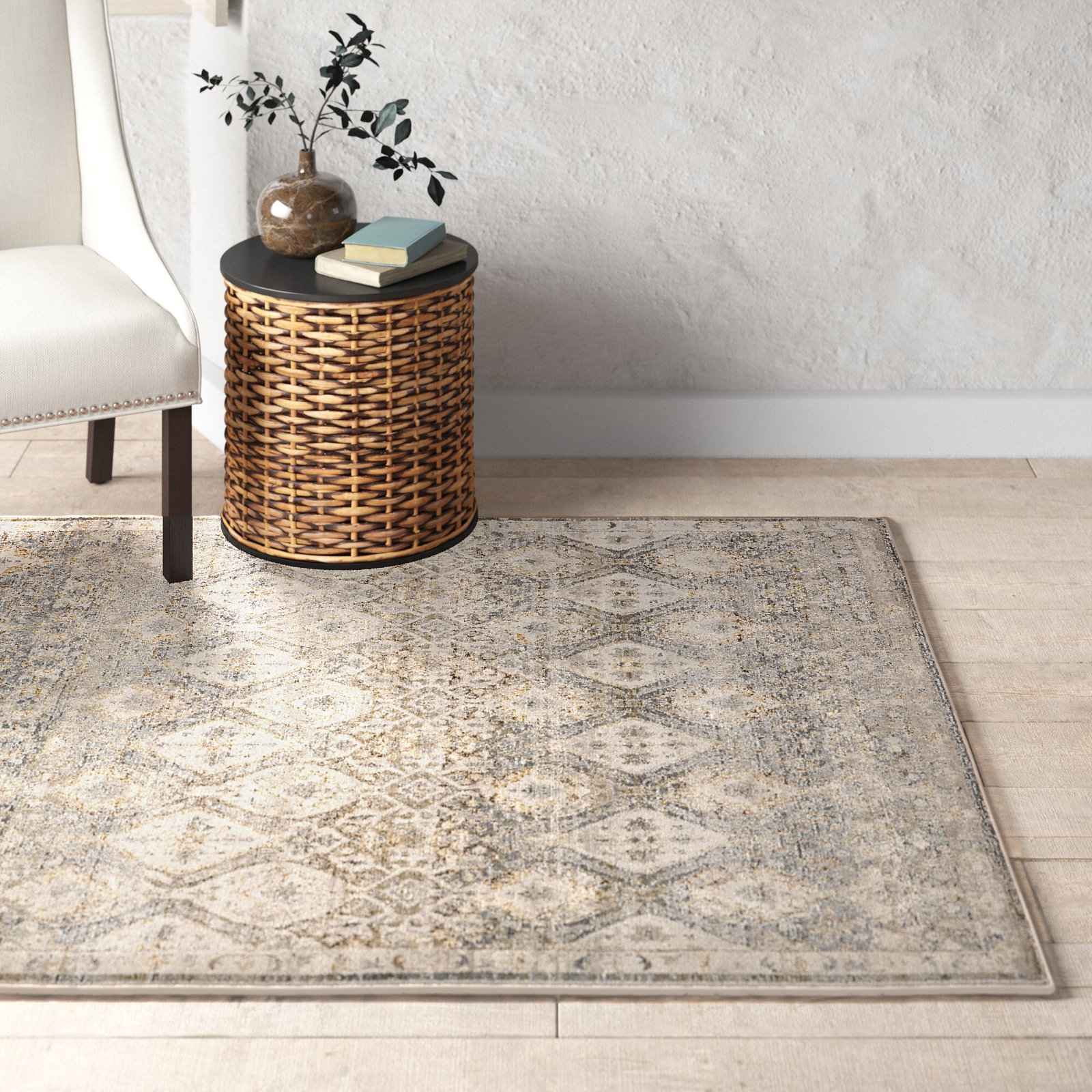 Lynnette Gray/Beige Rug, Rectangle 5' x 7'6"
