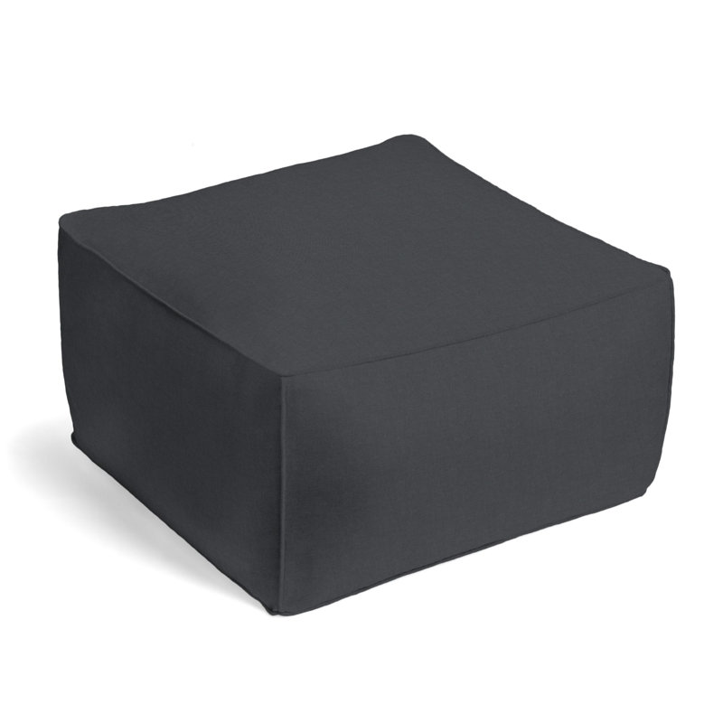 Upholstered Pouf, Steel Linen Blend/Rayon/Viscose