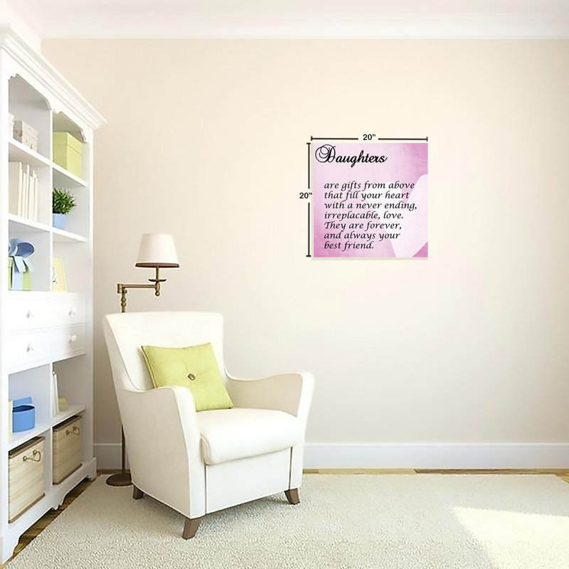 « We agree Daughters », reproduction d'art textuel sur toile tendue, H 20 po x l 20 po x P 1,5 po