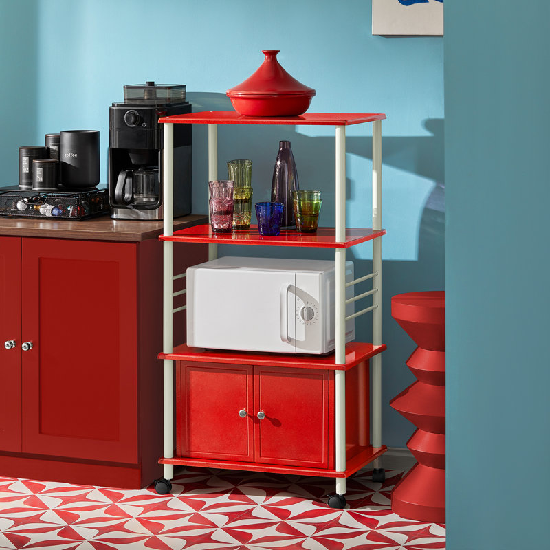 Kassidy 60cm W Shelving Unit with Wheels, Red