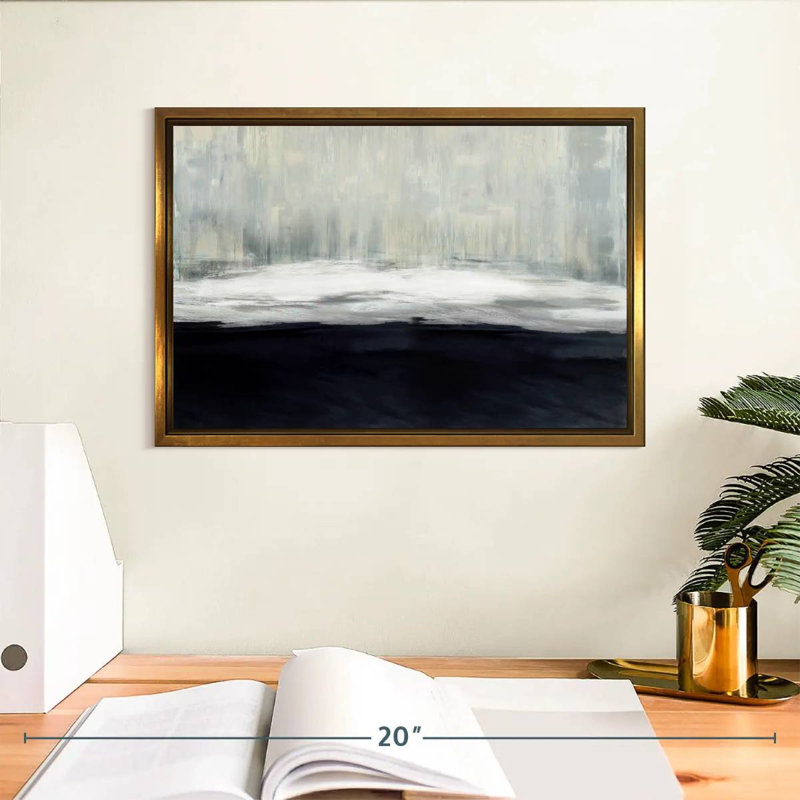 Blanc sur bleu, Cadre flottant doré, 13 po x 9 po
