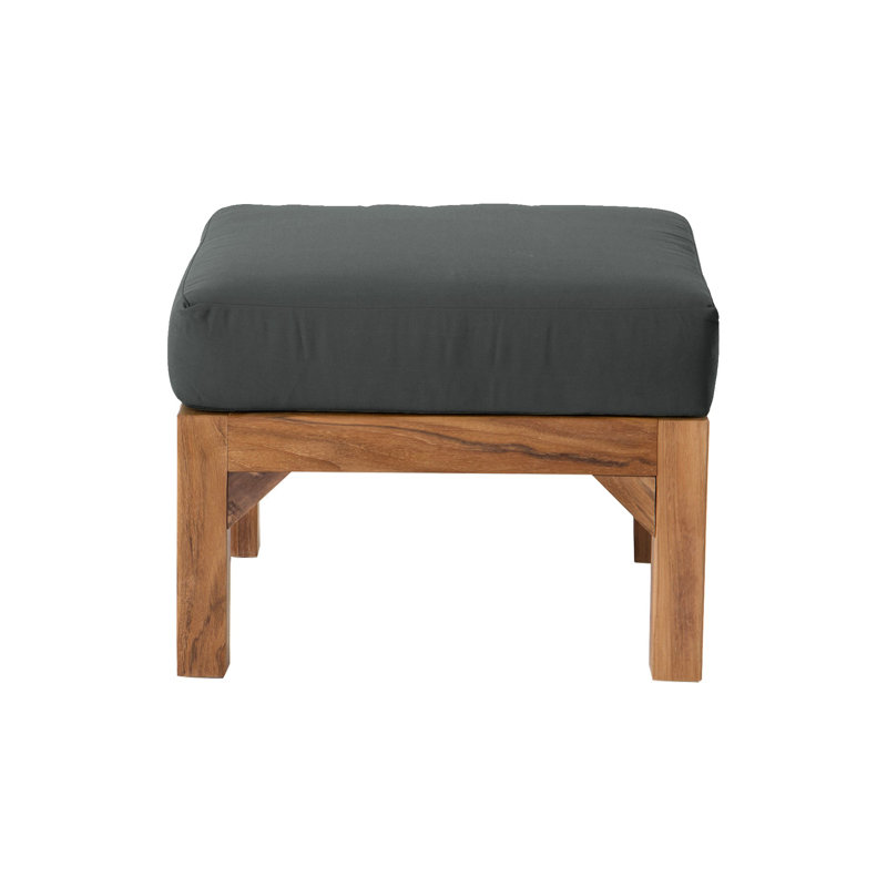 Repose-pieds extérieur en teck avec coussin Sunbrella, Charbon