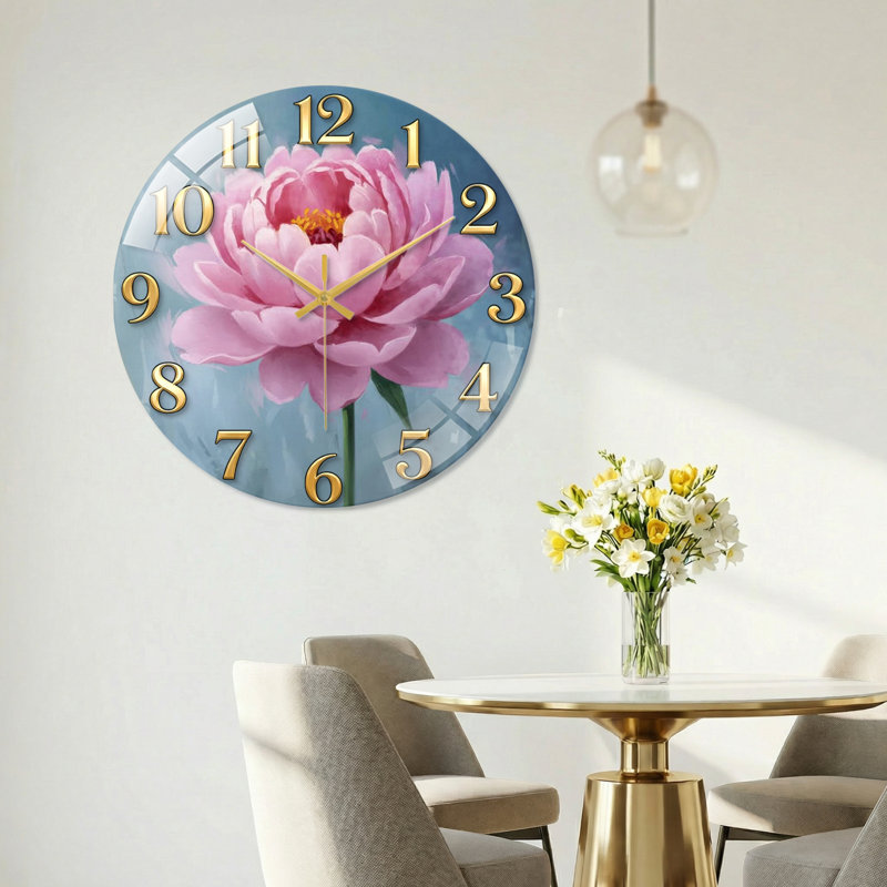 Horloge florale, 60 x 60 cm (23,6 x 23,6 pouces)