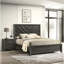 Lit double de style contemporain avec finition gris rustique, motif et motif géométriques, structure en bois massif pour l'ameublement de chambre à coucher, cadre-333019515