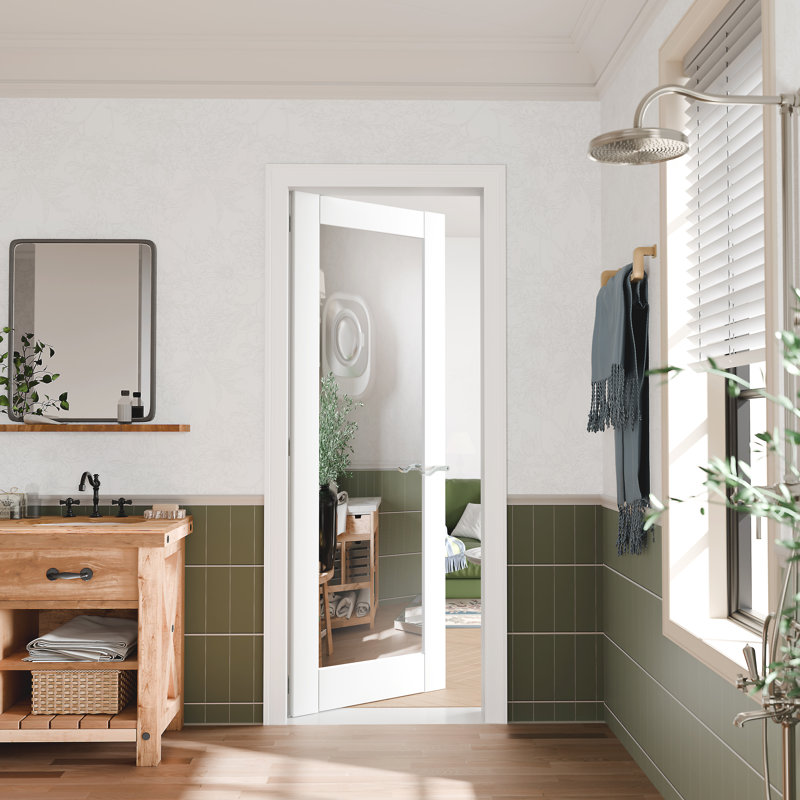 1 surface de miroir avec surface en panneau de fibres à densité moyenne blanc , 32 po x 80 po