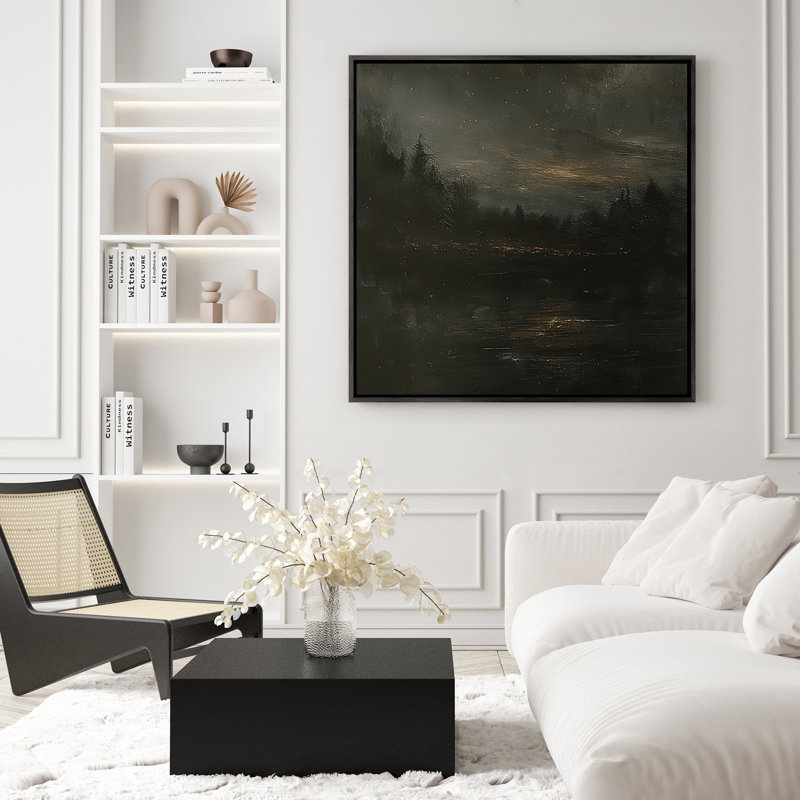 Art mural encadré abstrait rétro antique classique pour chambre à coucher, H 16 po x l 16 po, Noir