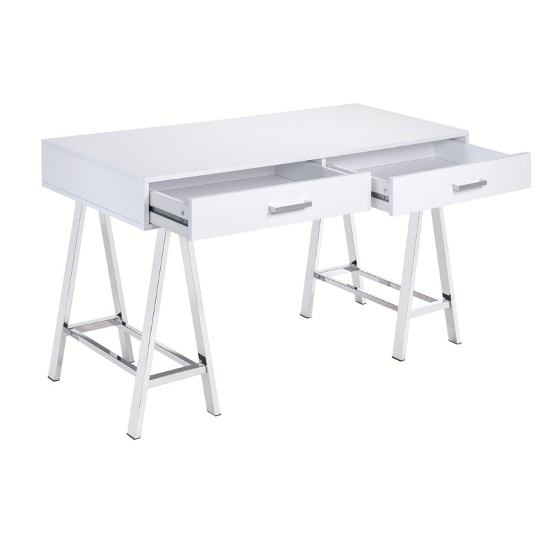 Bureau d'étude moderne blanc ultrabrillant avec et, H 32,54 po x l 55,15 po x P 21,35 po