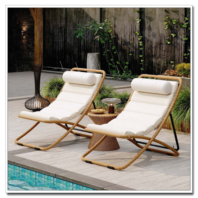 2-Pieces Outdoor Folding Chair, Yellow