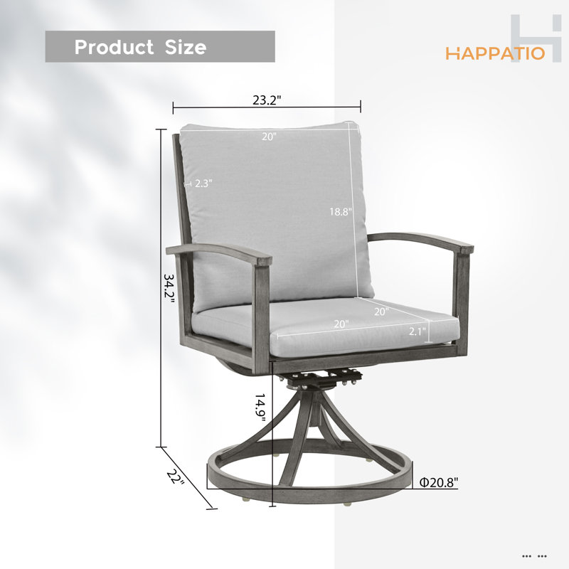 Chaises de patio d'extérieur en aluminium 2 pièces