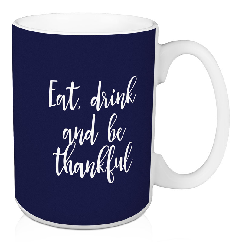 Grande tasse à café manger et heureusement Oklee, Bleu marine