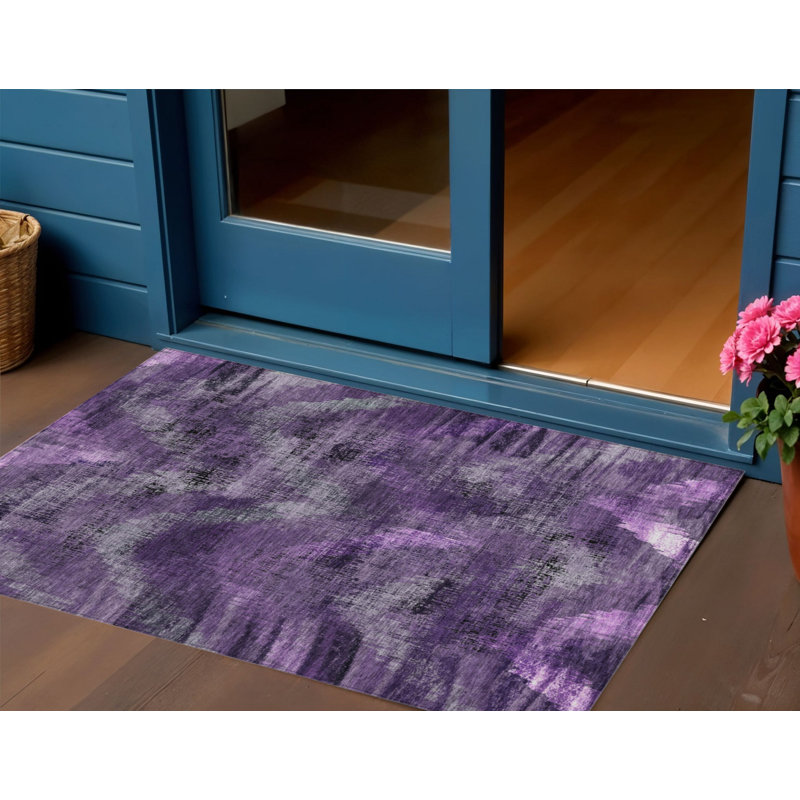 Tapis intérieur gris lavable abstrait 3 pi x 5 pi