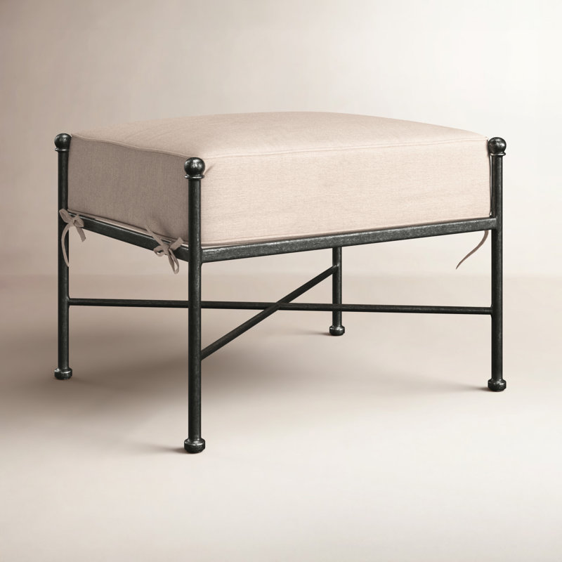 Repose-pieds d'extérieur avec coussin Lucier, Toile lin