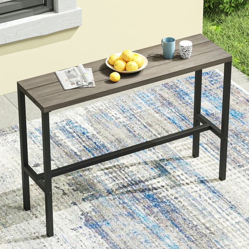 Table de bar d'extérieur rectangulaire L 45,3 po x l 13,8 po Roca, Gris
