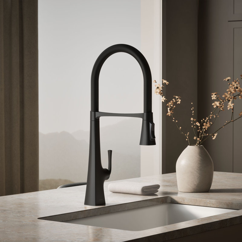 Graze Single-Handle Semi-Professional Kitchen Sink Faucet With 24-5/16-In Spout, French Gold