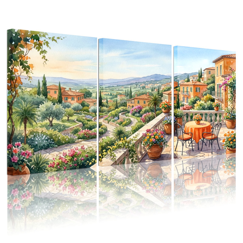 Paysage et nature jardin méditerranéen terrasse vue paysage, H 18 po x l 36 po