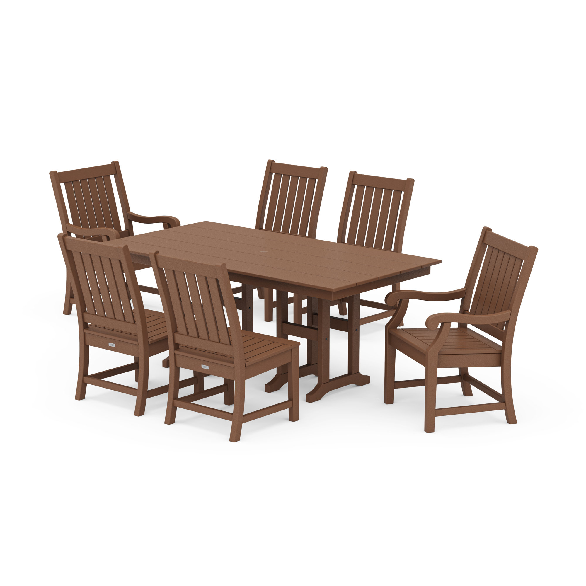 POLYWOOD x Birch Lane Verlyn 7-Piece Farmhouse Dining Set, Teak