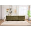 Canapé olive en forme de U avec 2 repose-pieds, 5 places modernes pour le salon, velours granulé doux et doux pour la peau, pieds en plastique stables en forme de velours en nuage pour un look confortable-1058315139