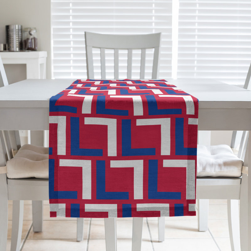 Chemin de table Carolina, 72 po x 16 po, polyester, Bleu / blanc / rouge