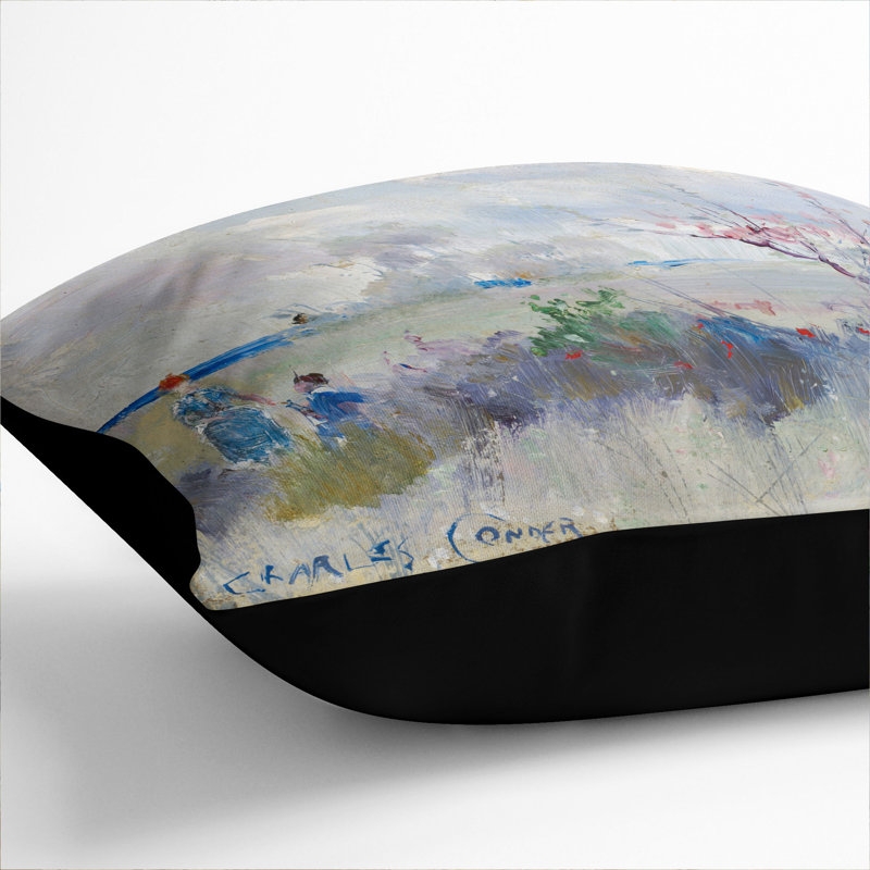 Herrick's Blossoms Square Throw Cushion, 55cm H x 55cm W x 20cm D, Black