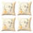 Set of Four 18" Beige and Black Throw Pillow