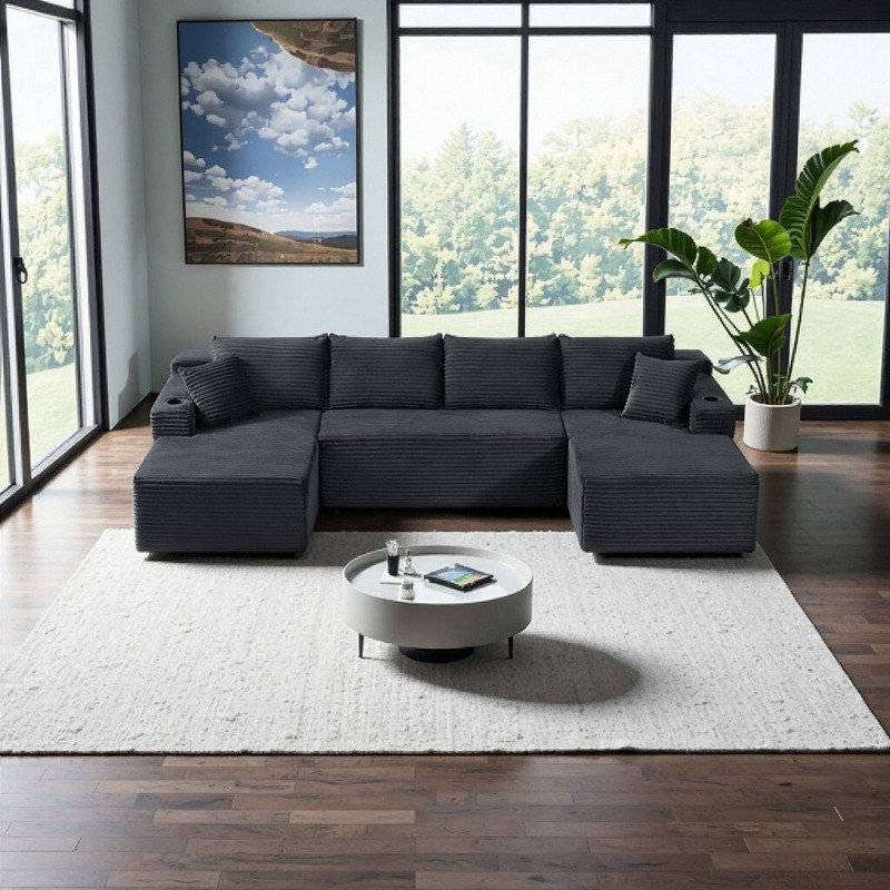 Canapé modulaire modulaire en U avec support à ressorts ensachés - conception personnalisable sans assemblage, Gris