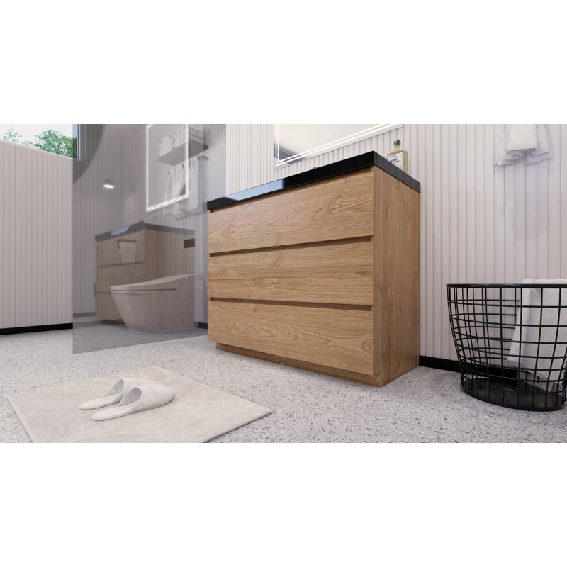 Base de meuble-lavabo Reyes, Chêne de la Nouvelle-Angleterre