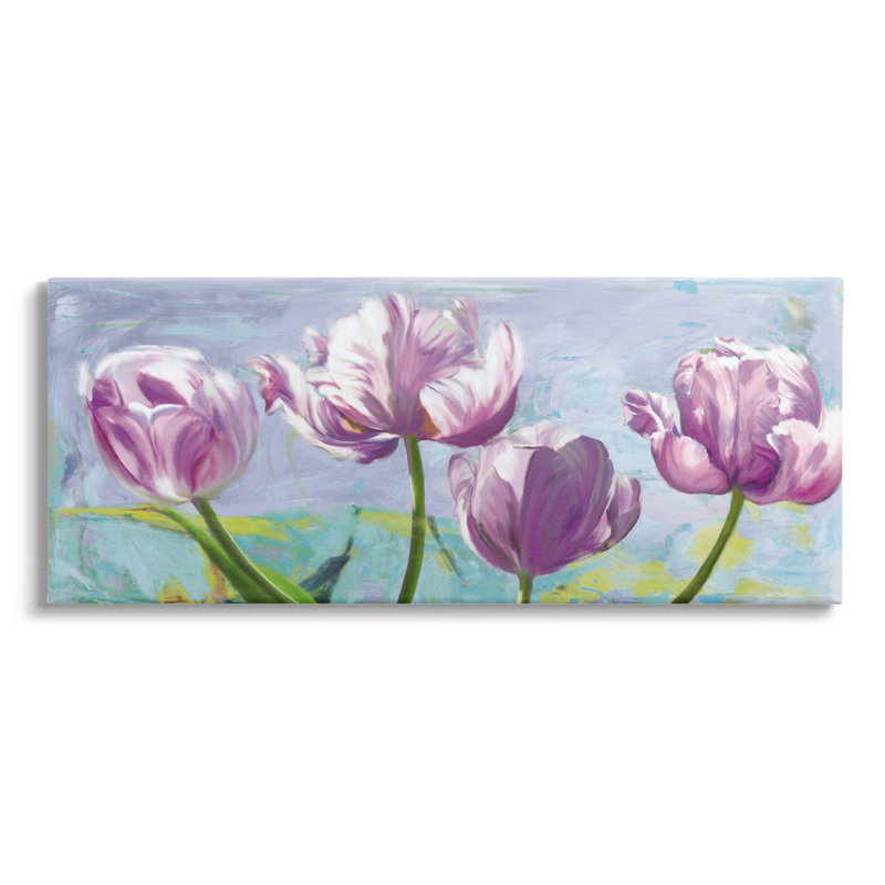 «Mauve Iris Nature Blooms» par Robin Sadler - Peinture, H 10 po x l 24 po x P 1,5 po, Toile tendue