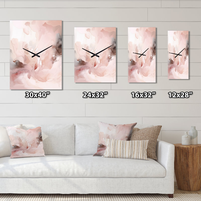 Horloge murale délicate en marbre abstrait III, H 40 po x l 30 po x P 1 po
