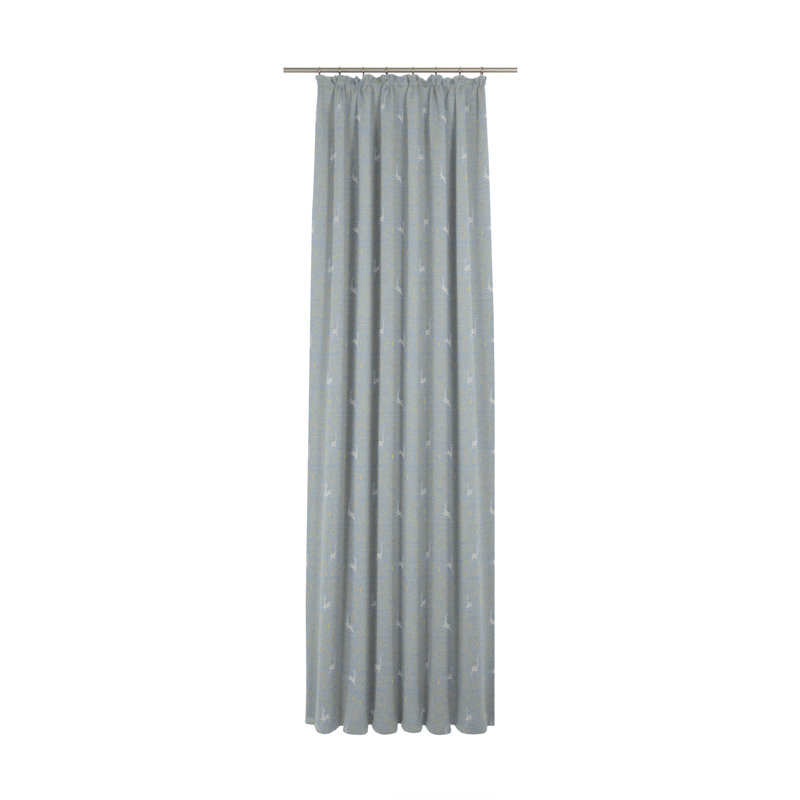 Elisa Synthetic Room Pencil Pleat Curtain, single Panel, opaque, 135 W x 245 D cm, Blue