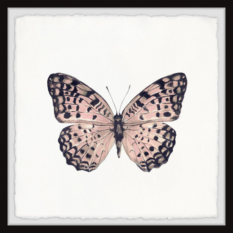 «Pink and Black Butterfly» par Marmont Hill - peinture encadrée, H 12 po x l 12 po x P 1,5 po