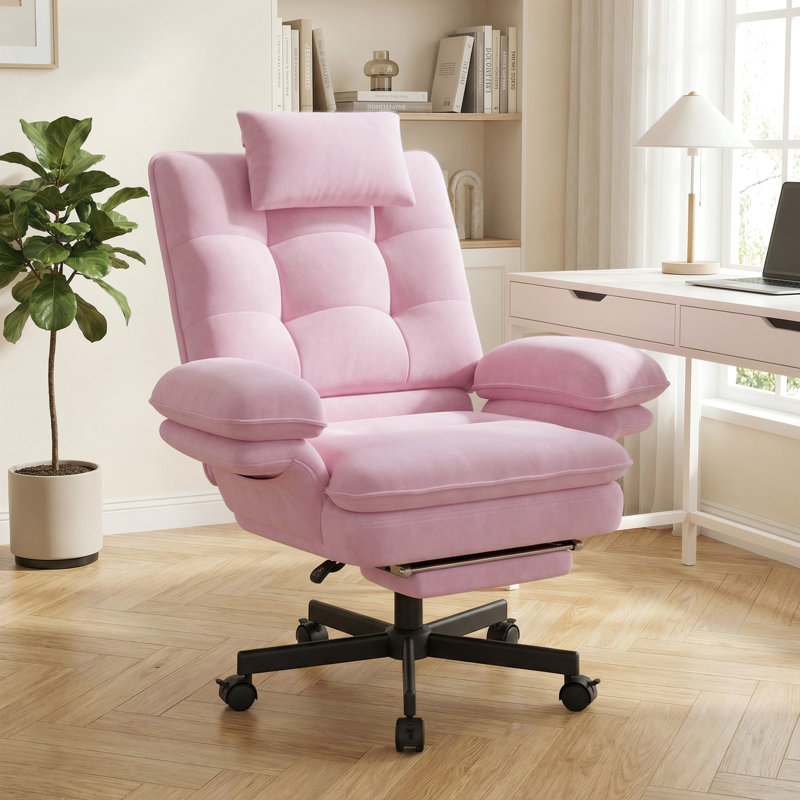 Canora Grey Cotton Blend Office Chair, Pink