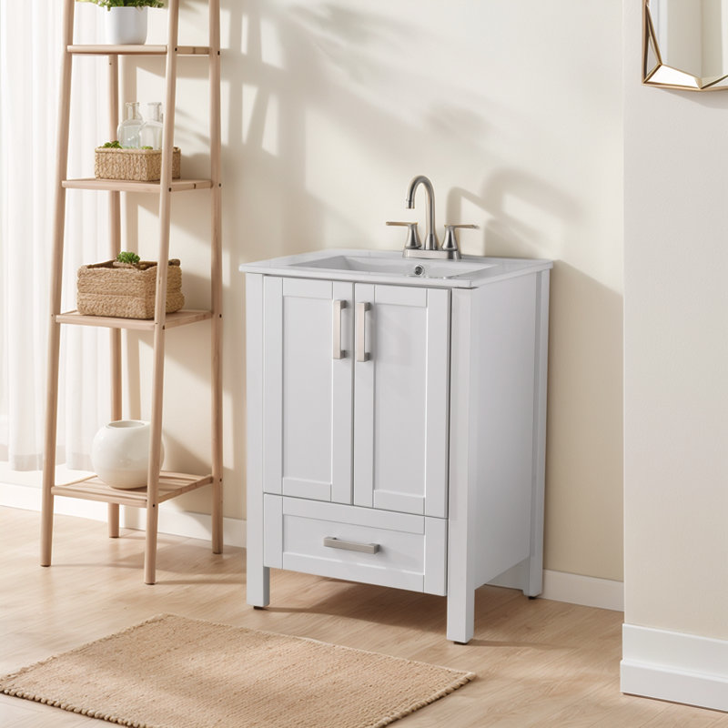 Ensemble de meuble-lavabo simple 24 po blanc mat moderne