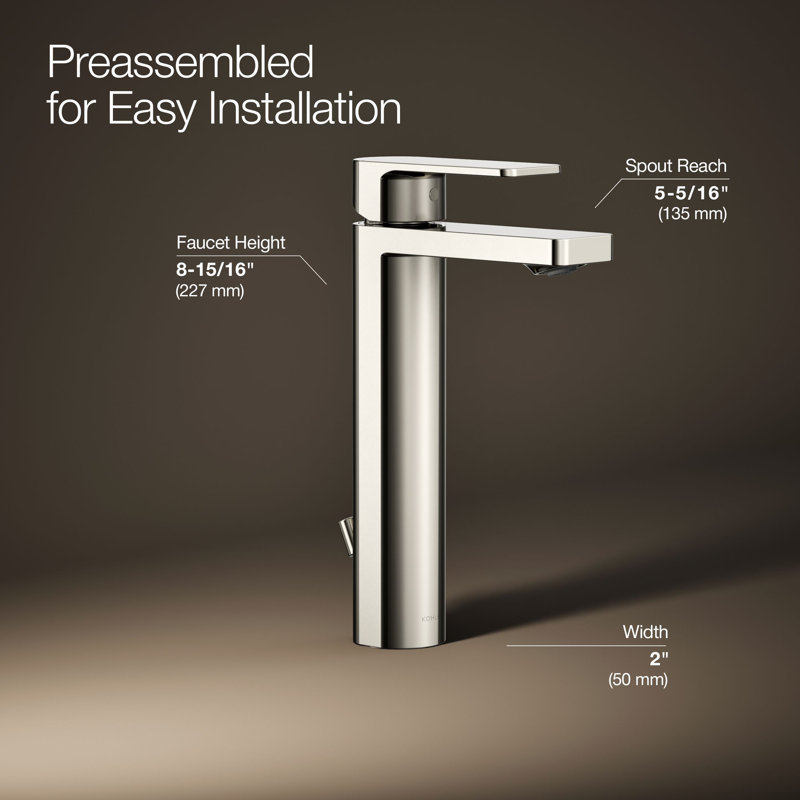 Parallel™ Tall Single-Handle Bathroom Sink Faucet, Single-Hole Faucet with Pop-Up Drain, 1.2 GPM, Vibrant Polished Nickel