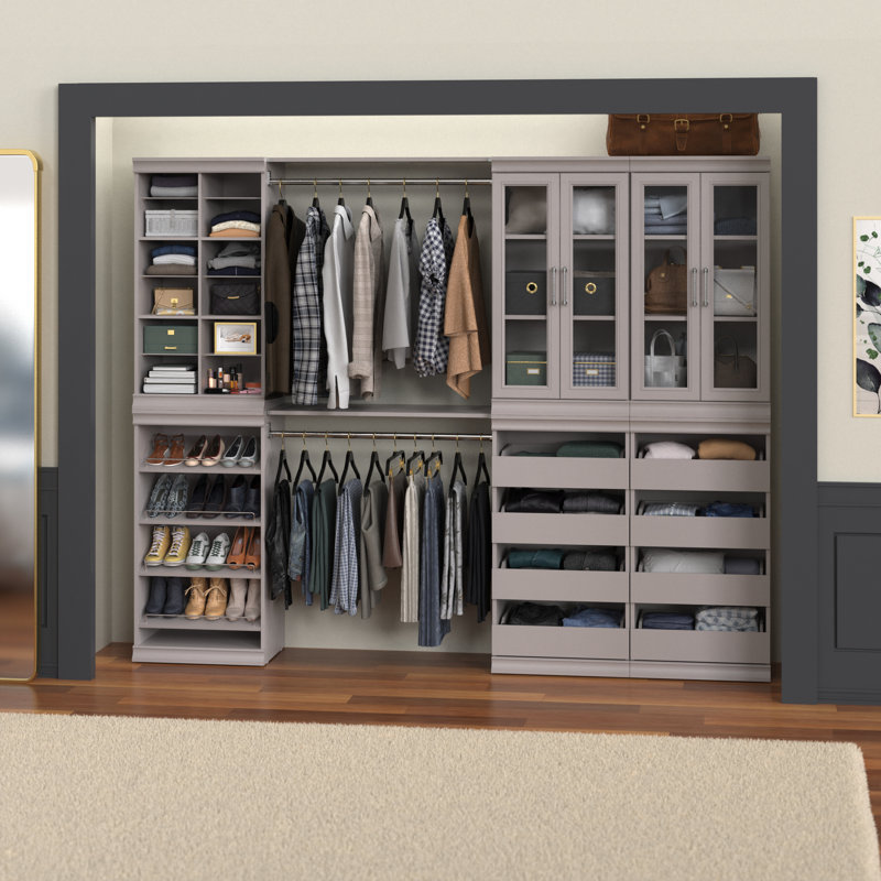 Modular Storage 90.14" W - 99" W Closet System, Taupe