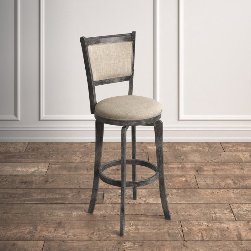 Tabouret pivotant Amelia, Tabouret de bar (siège d'une hauteur de 30 po), Gris patiné
